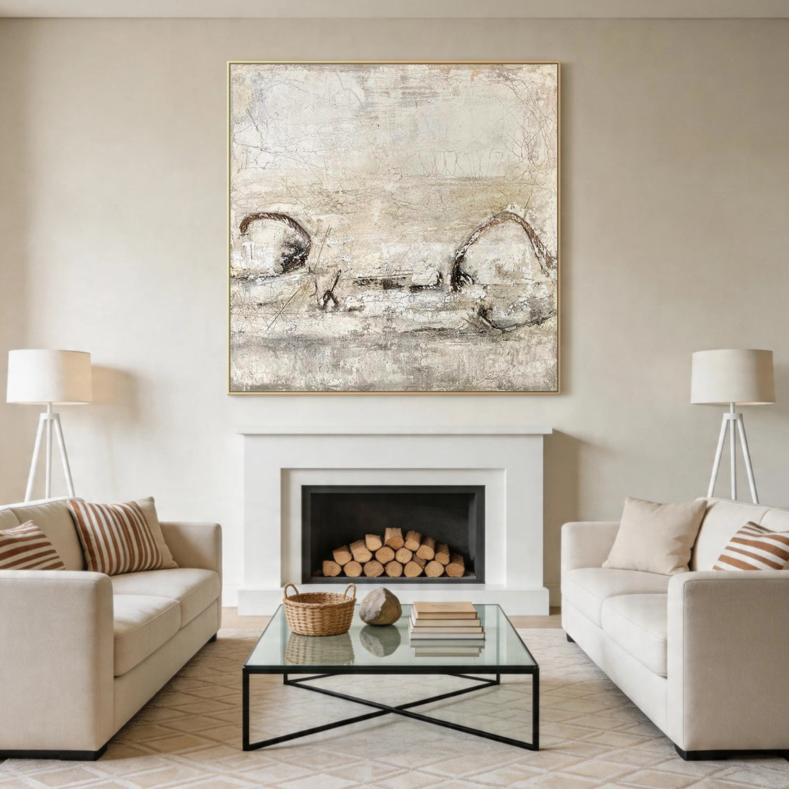 WABI SABI Beige Minimalist Decorative Vase for Living Room AURA413