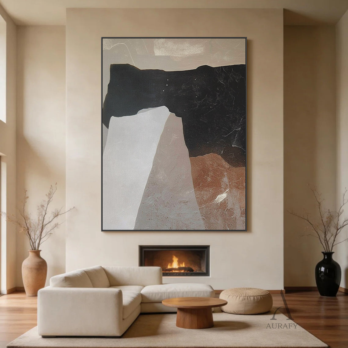 Brown General Abstract Wall Decor Art for Home Living Space AURA378