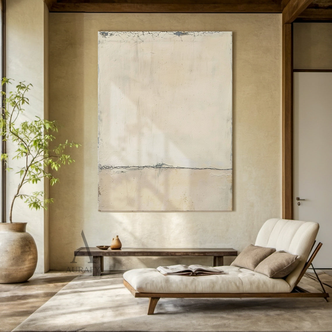 Minimalist Beige Horizon Wall Art - AURA700