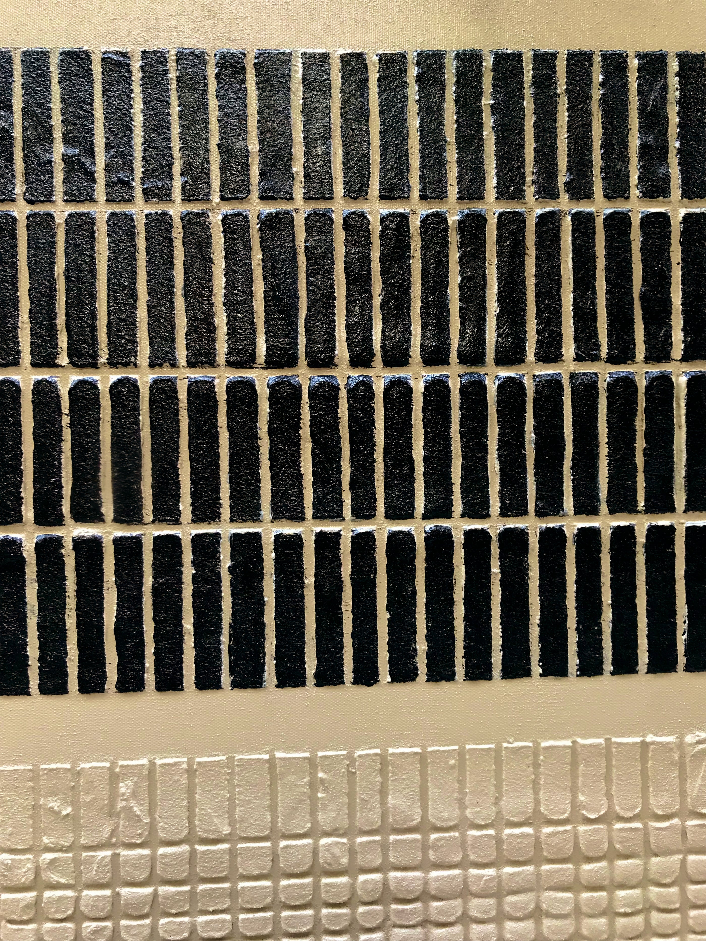 Measured Silence-Black & Beige Block Texture Field-AURA172