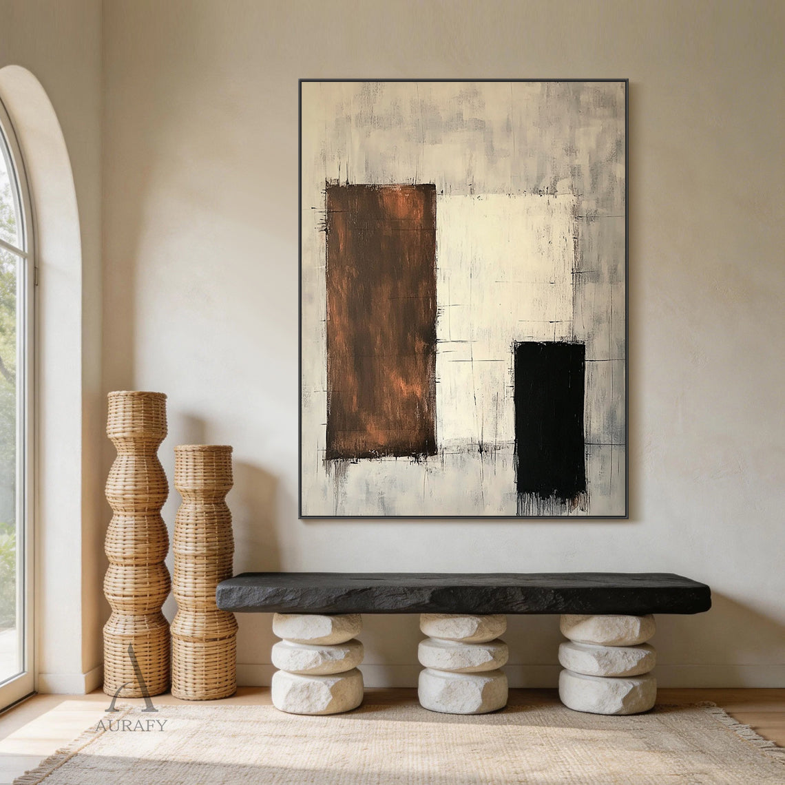 Beige General Abstract Wall Art for Living Room Bedroom Decor AURA377
