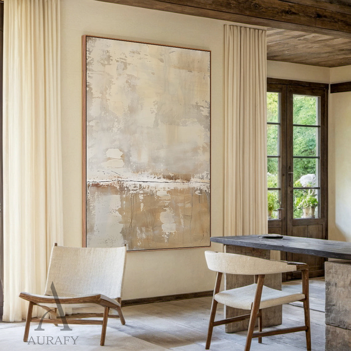 Beige General Abstract Wall Art for Modern Living Room Decor AURA290