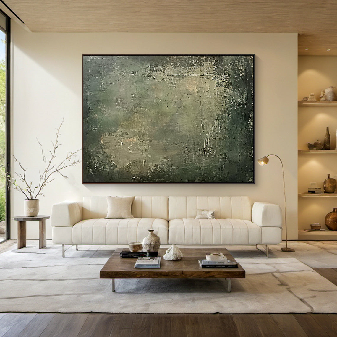 Verdant Stillness-Green 3D Textured-AURA081