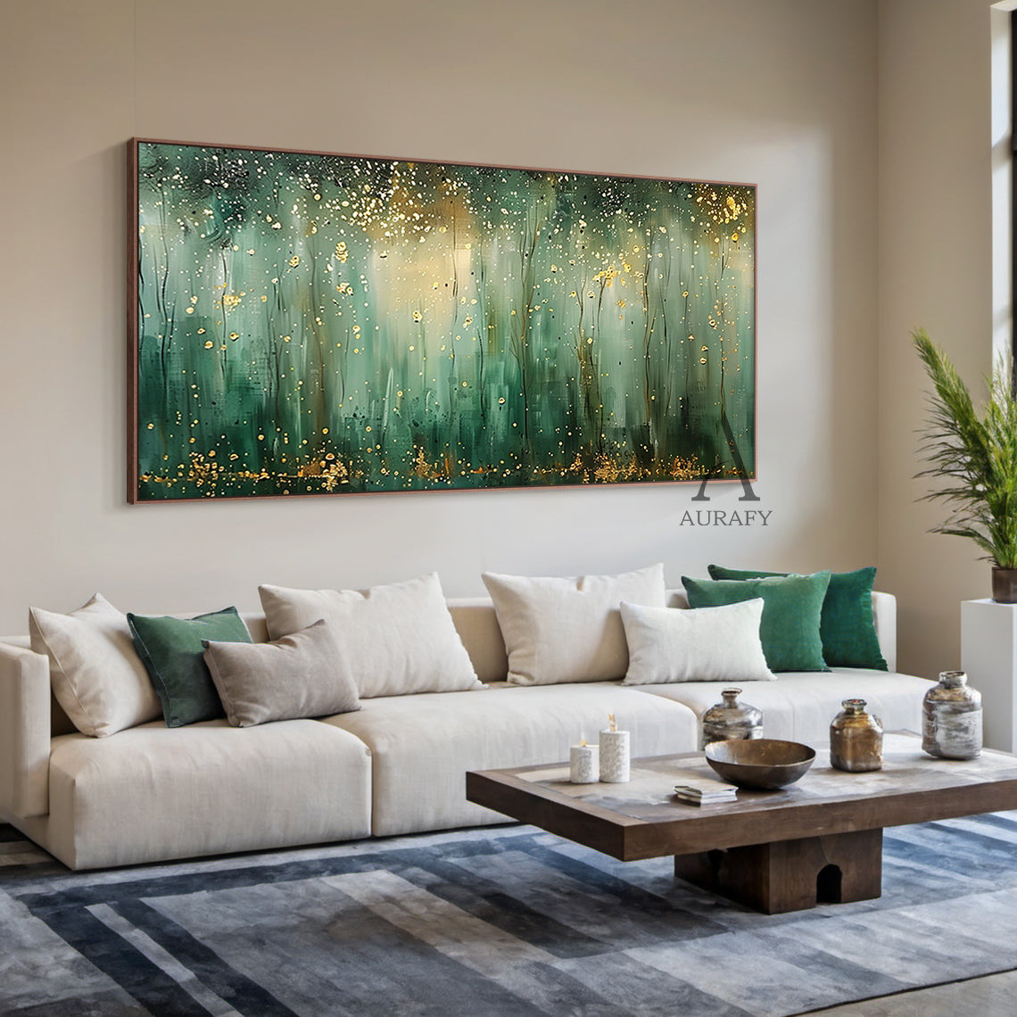 Stylish Green Landscape Home Decor Wall Art for Living Rooms AURA320
