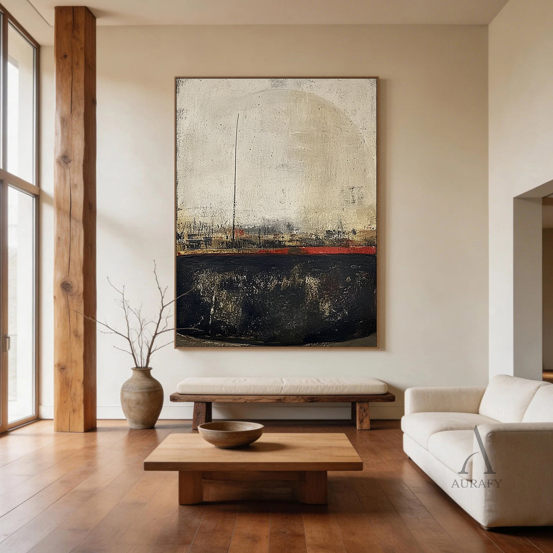 WABI SABI Beige Black Minimalist Home Decor for Living Room AURA302