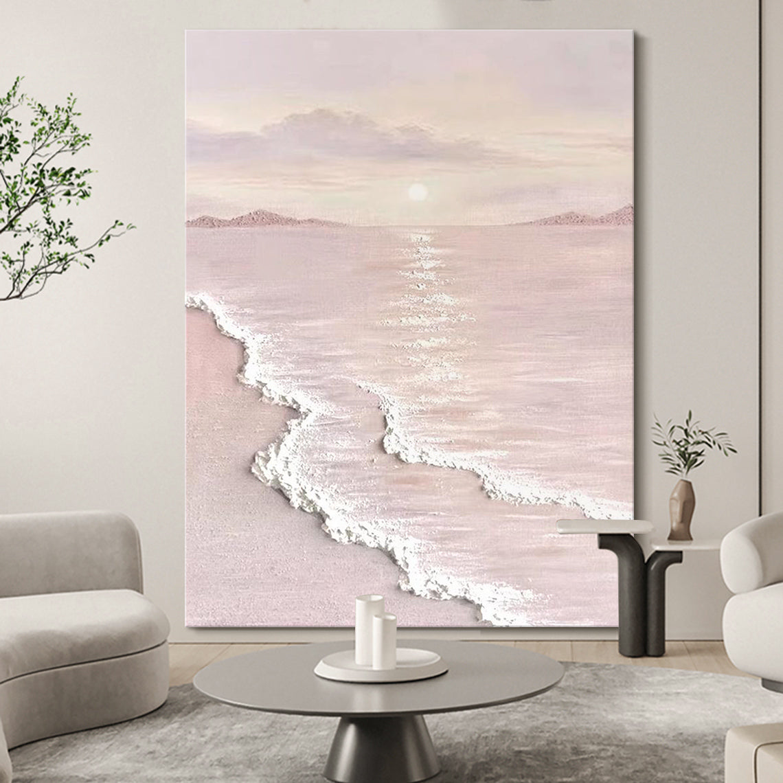 Blush Shore-Beige & Pink 3D Textured-AURA065