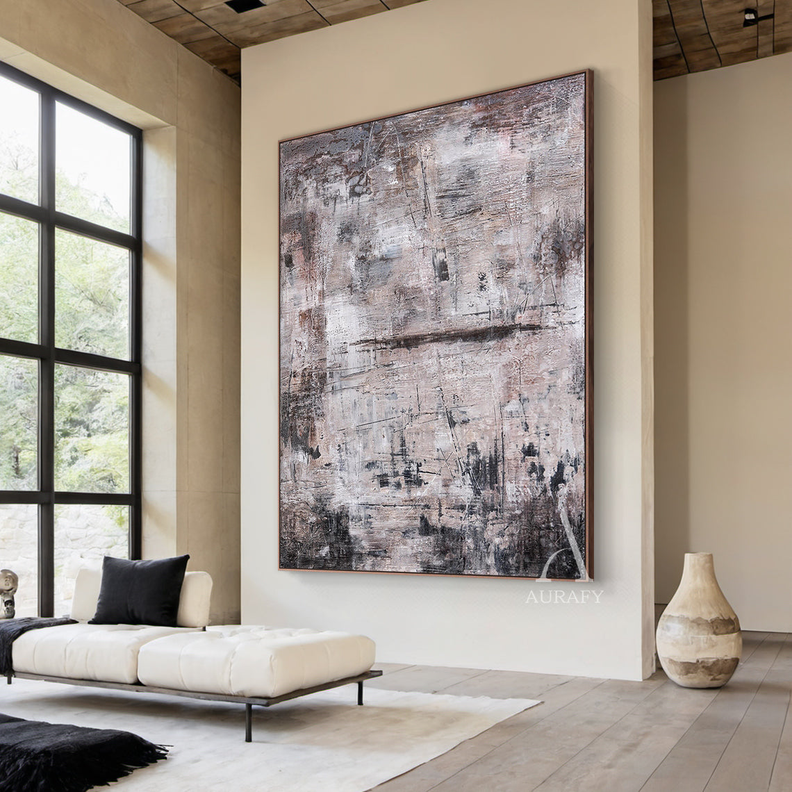 General Abstract Black Gray Wall Art for Living Room Decor AURA255