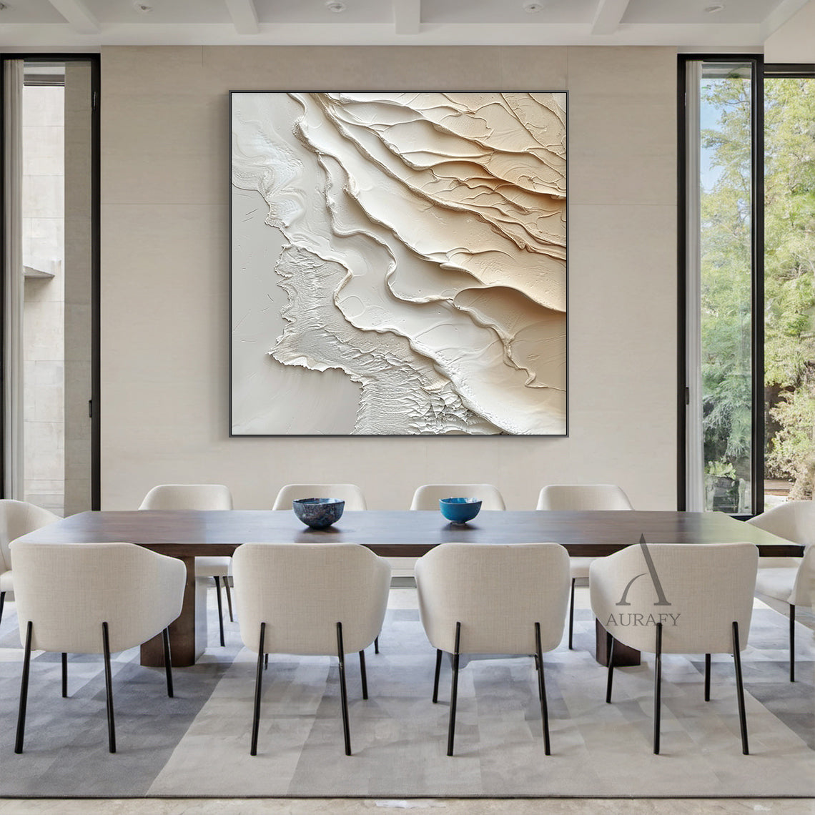 3D Textured Beige Brown Painting Modern Living Room Wall Decor AURA292