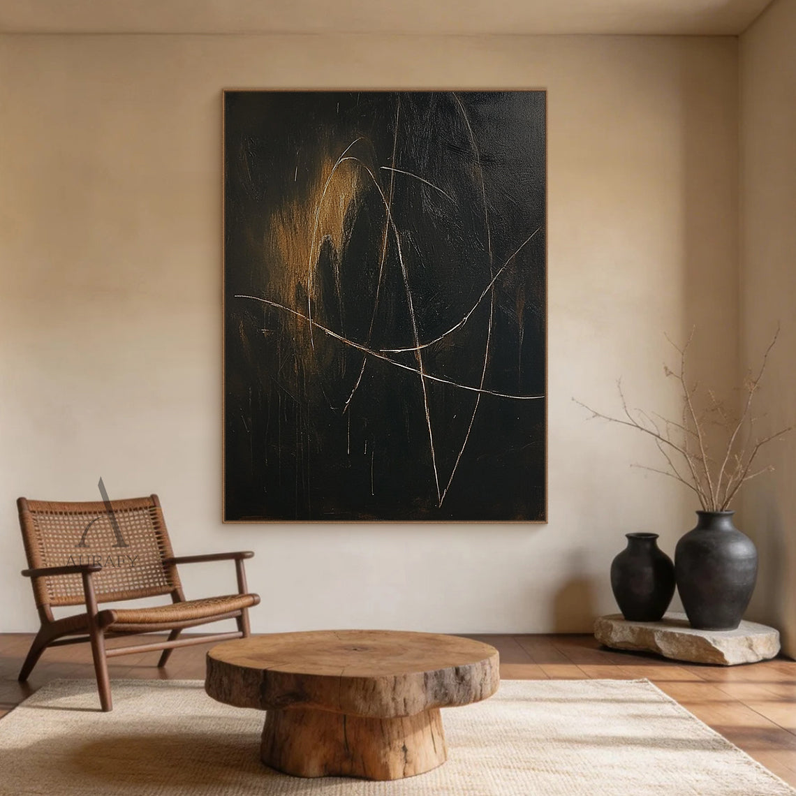 Brown and Black Abstract Wall Art for Modern Home Decor AURA271