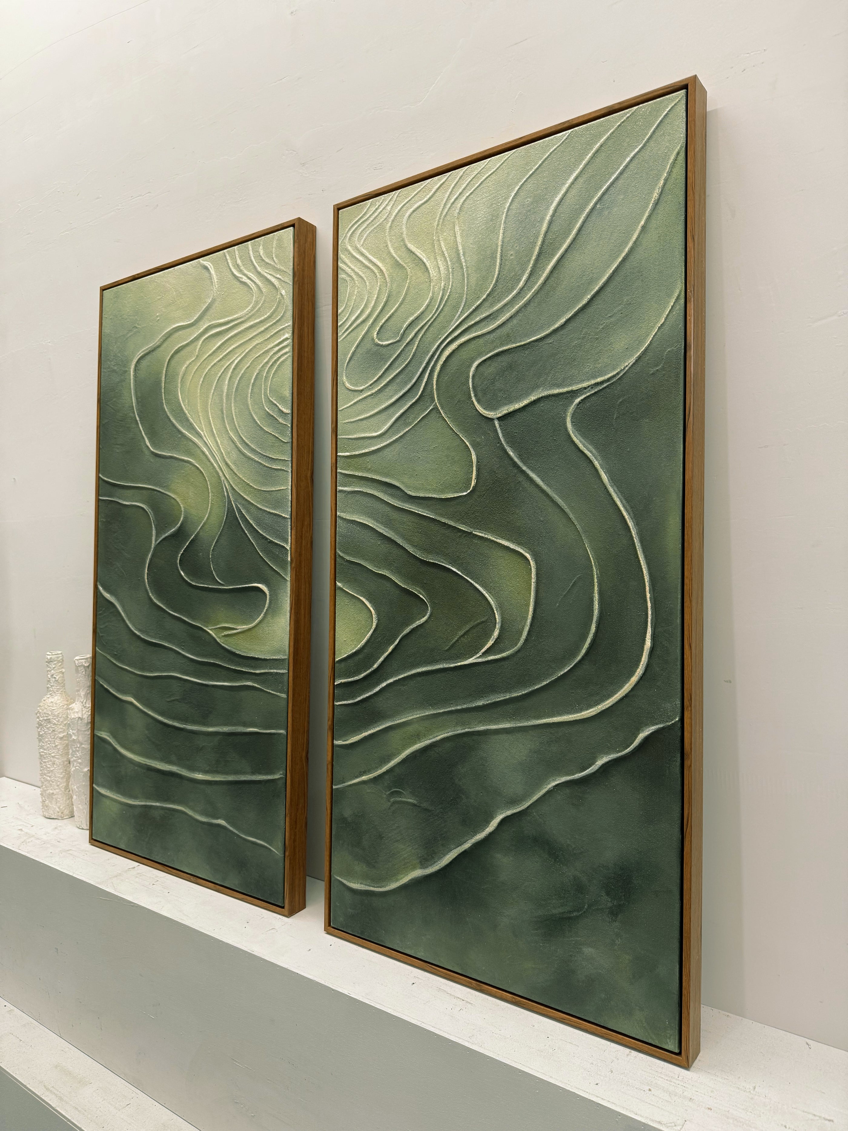 Green 3D Textured Abstract Painting Modern Living Room Wall Decor AURA173