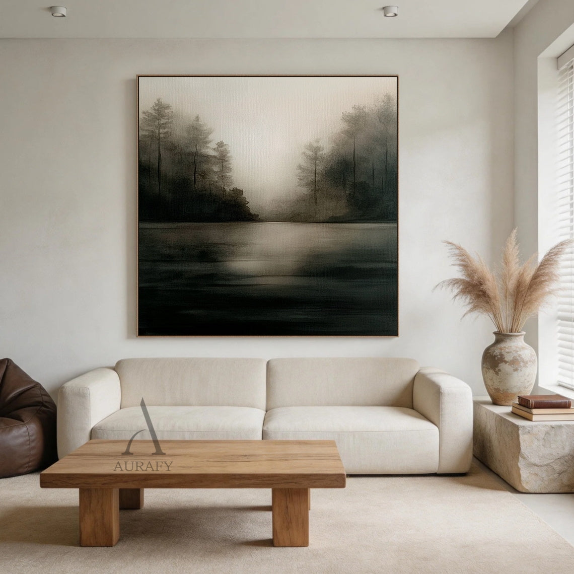 Modern Black Beige Landscape Nature Scene Wall Art Home Decor AURA411
