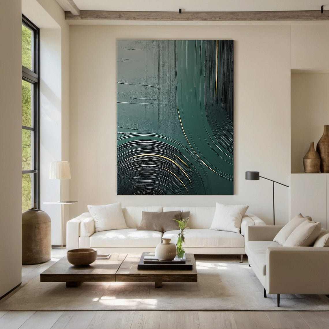 Quiet Current-Green Abstract Spatial Field-AURA101