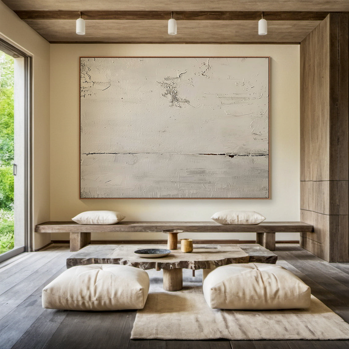 Quiet Horizon-Ash Gray Abstract Wall Art Spatial Field-AURA082