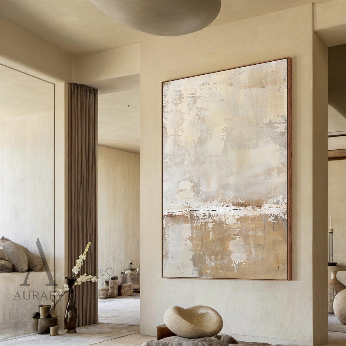 Beige General Abstract Wall Art for Modern Living Room Decor AURA290