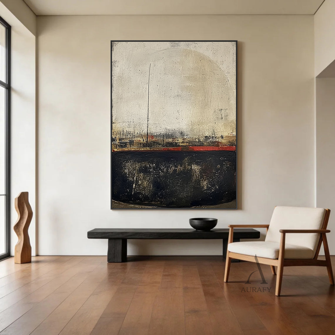 WABI SABI Beige Black Minimalist Home Decor for Living Room AURA302