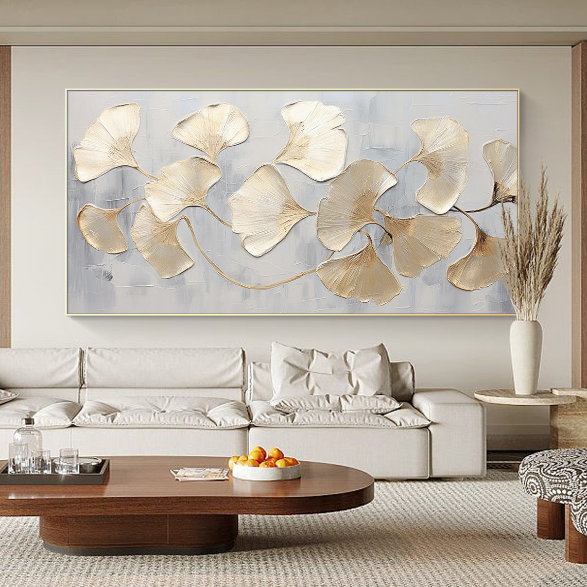 Golden Ginkgo-Yellow & Grey Spatial Field-AURA093