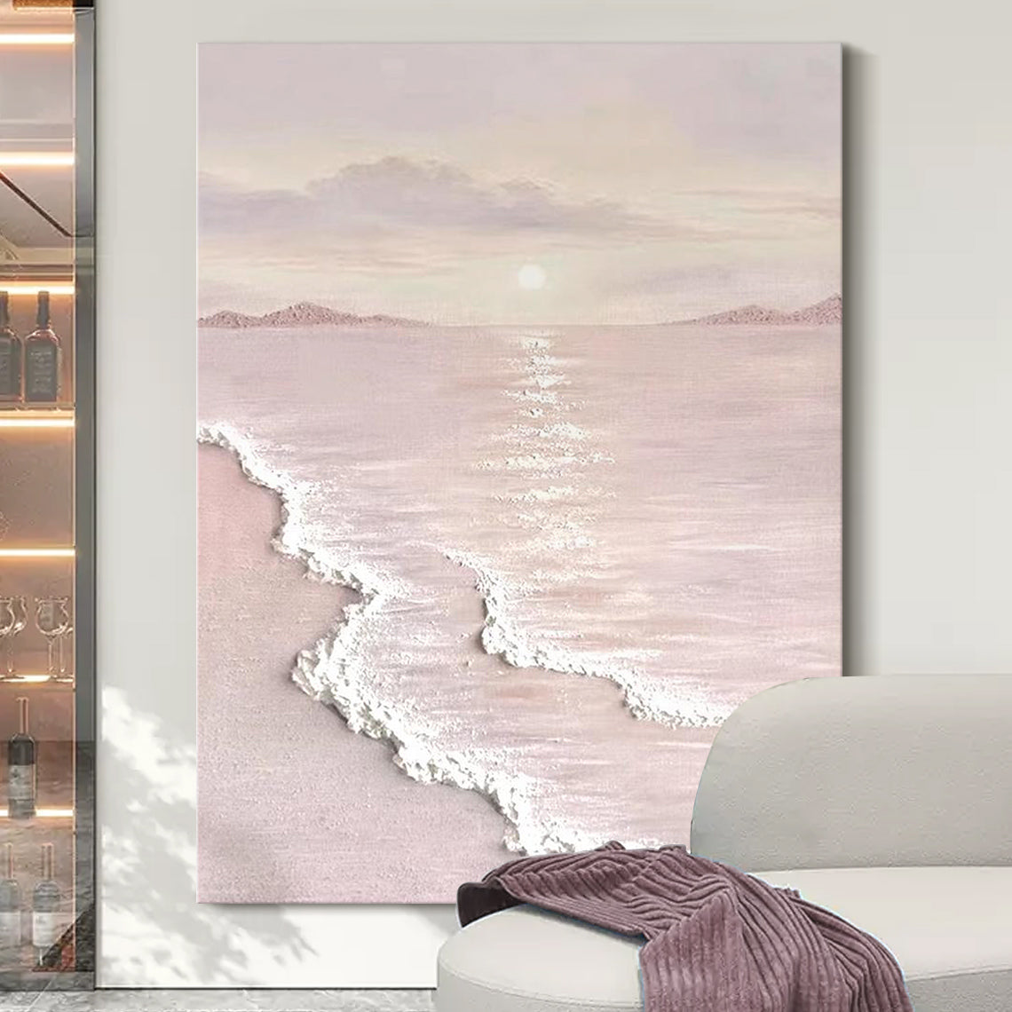 Blush Shore-Beige & Pink 3D Textured-AURA065
