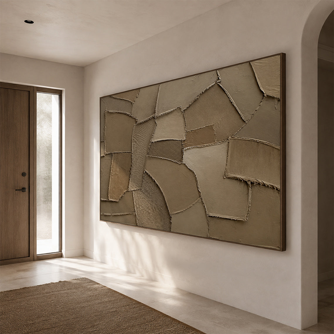 Wabi Sabi Brown 3D Textured Plaster Sculpted Canvas Japandi Minimalist Luxe Tactile Knife Stroke Art AURA771