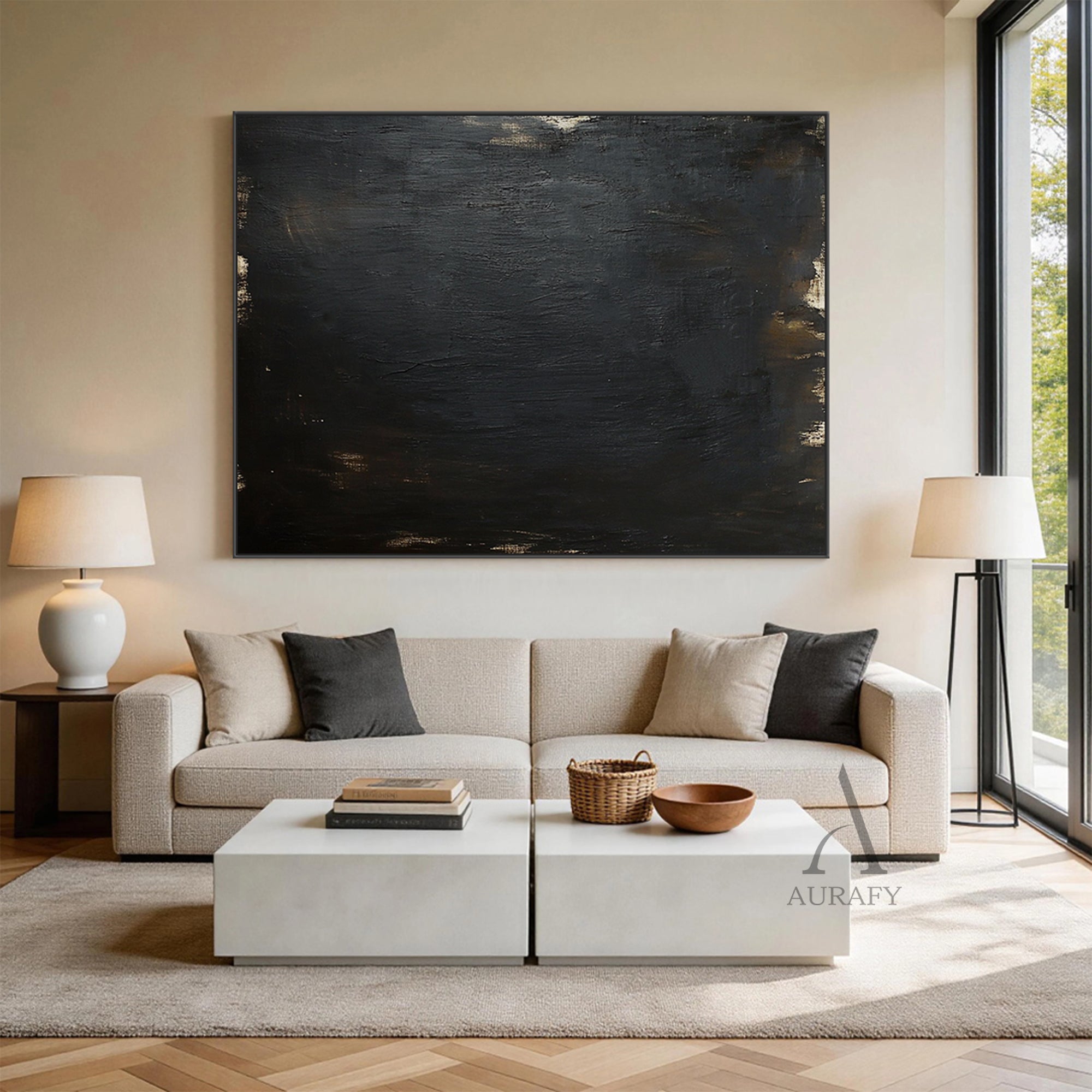 Modern Black Abstract Wall Art for Living Room Home Decor AURA357