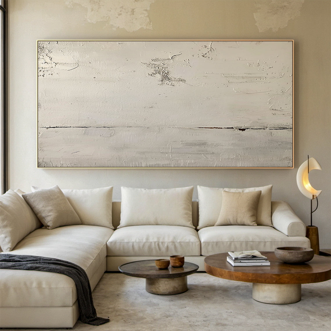 Quiet Horizon-Ash Gray Abstract Wall Art Spatial Field-AURA082