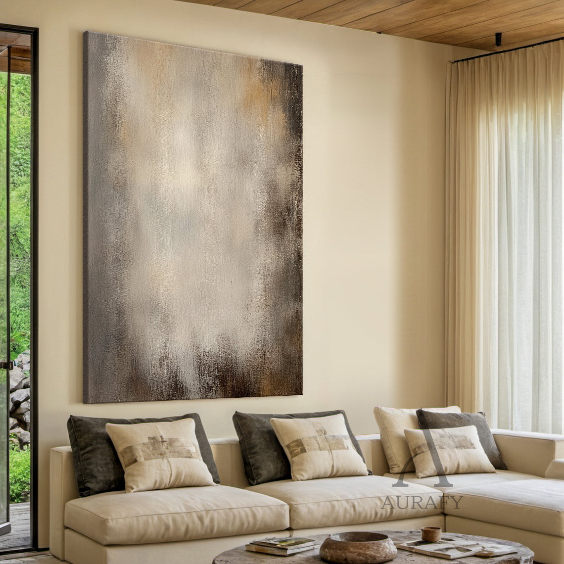 General Abstract Beige Black Wall Art Decor for Home AURA289