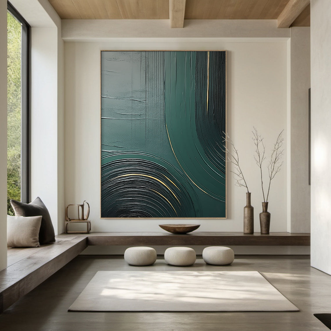 Quiet Current-Green Abstract Spatial Field-AURA101