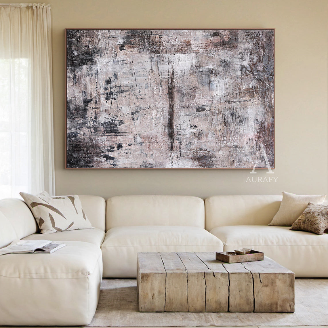 General Abstract Black Gray Wall Art for Living Room Decor AURA255