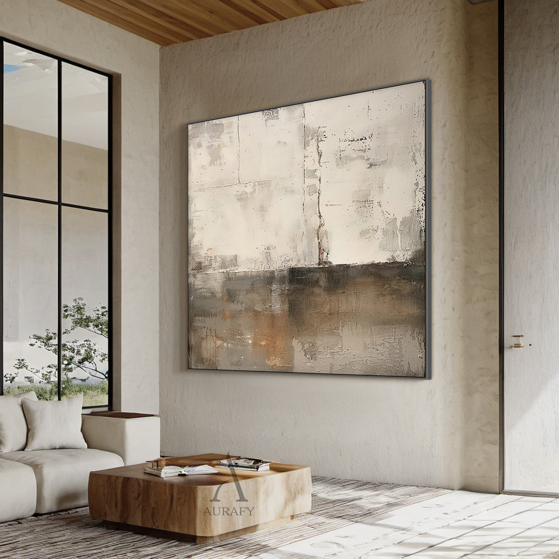 Beige General Abstract Wall Art for Modern Living Room Decor AURA287