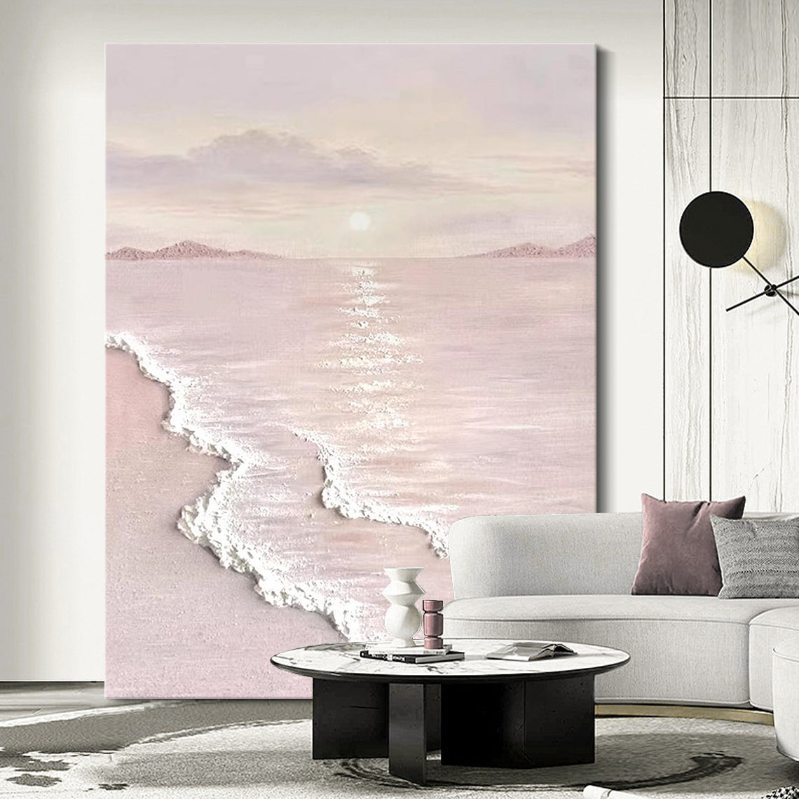 Blush Shore-Beige & Pink 3D Textured-AURA065