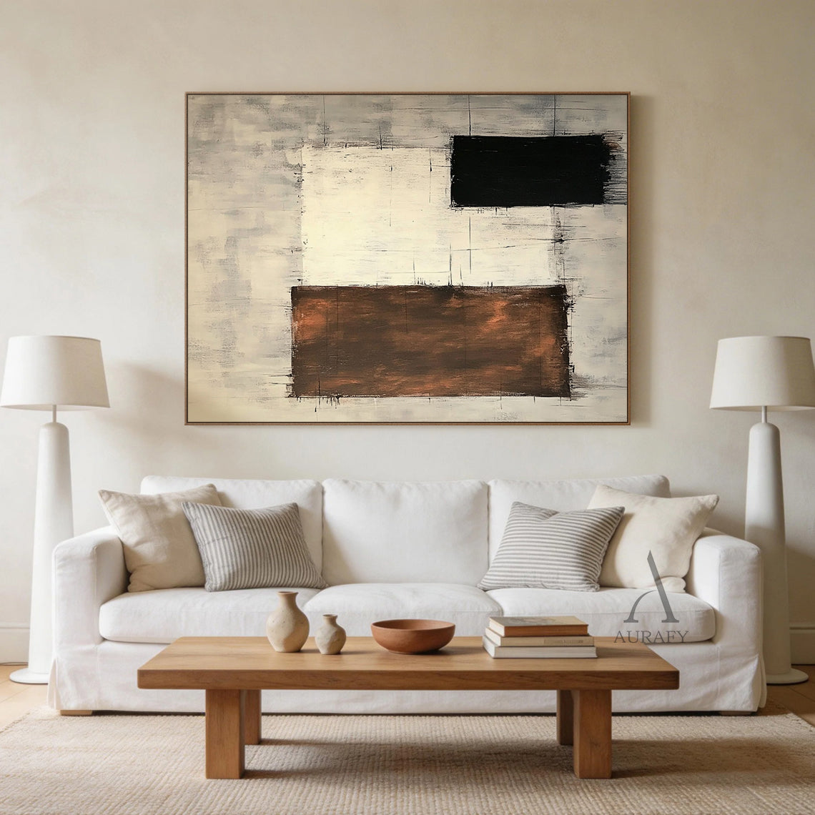 Beige General Abstract Wall Art for Living Room Bedroom Decor AURA377