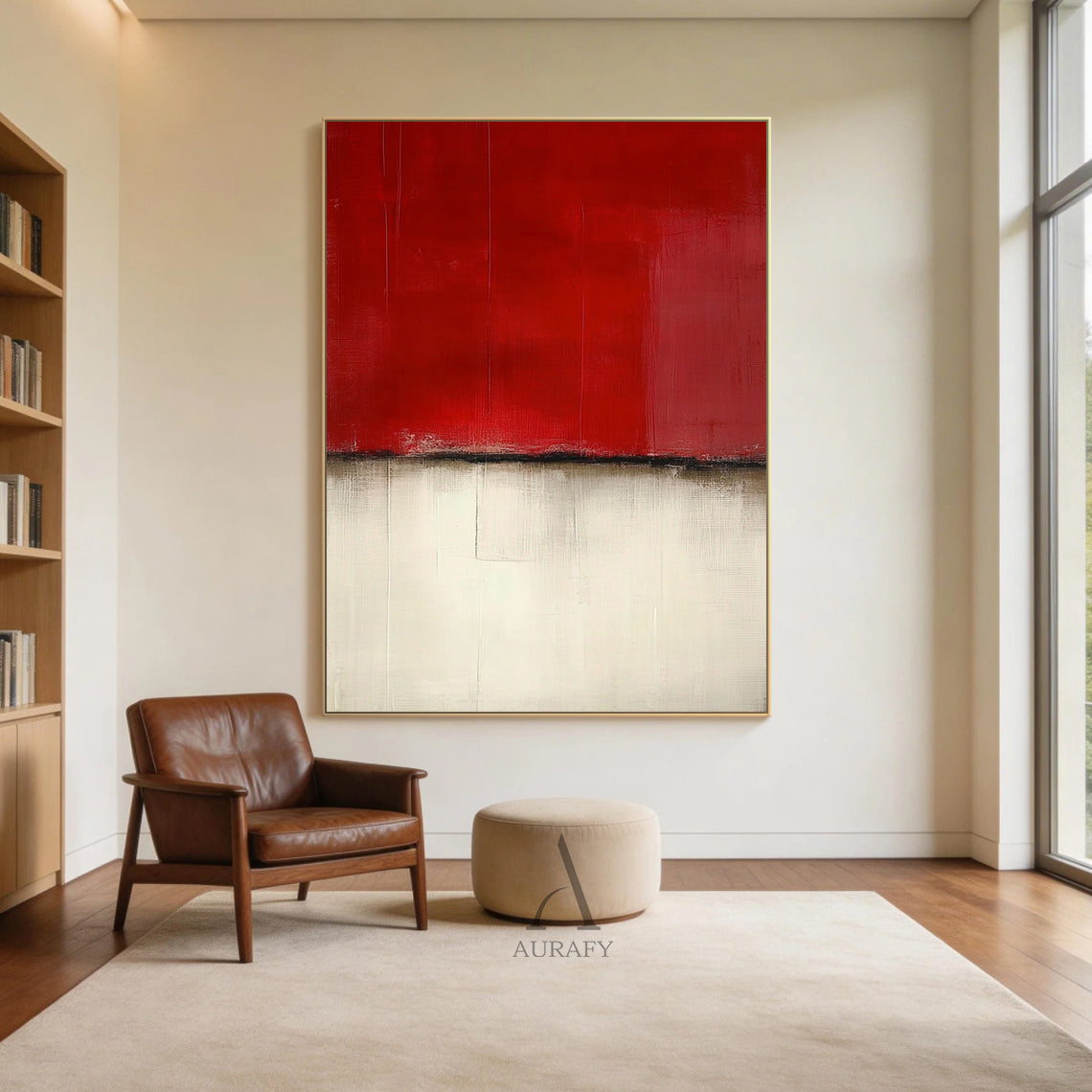 Abstract Red Beige Wall Art Modern Living Room Home Decor AURA384