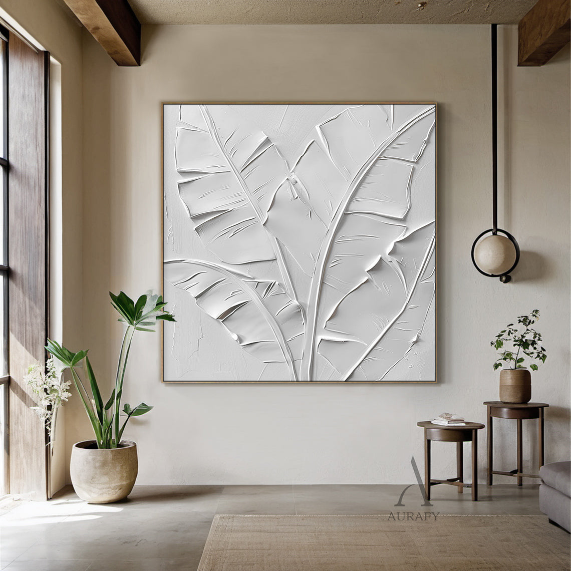 Modern Beige 3D Textured Painting for Living Room Home Decor AURA295