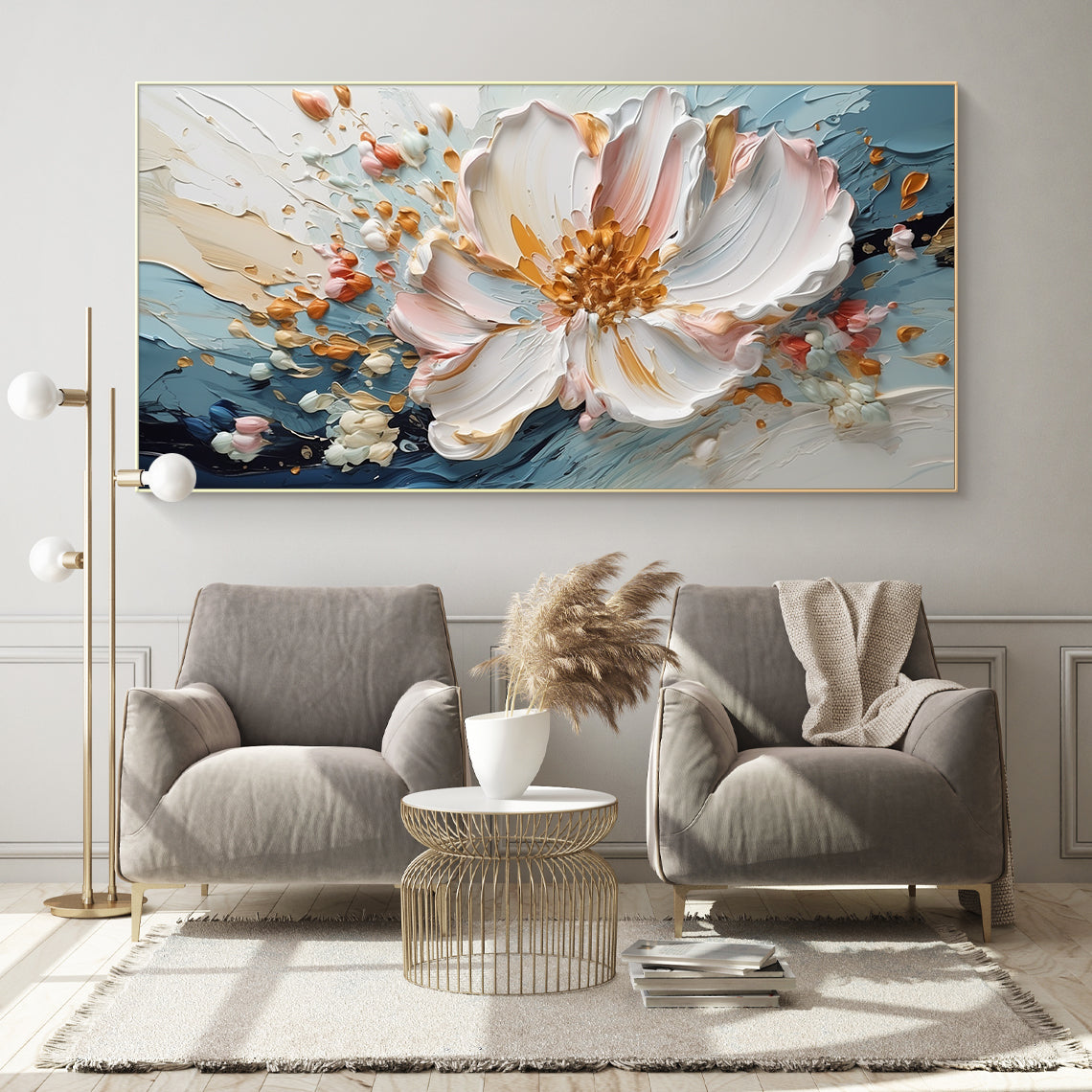 Blooming Calm-Blue & White 3D Textured-AURA062