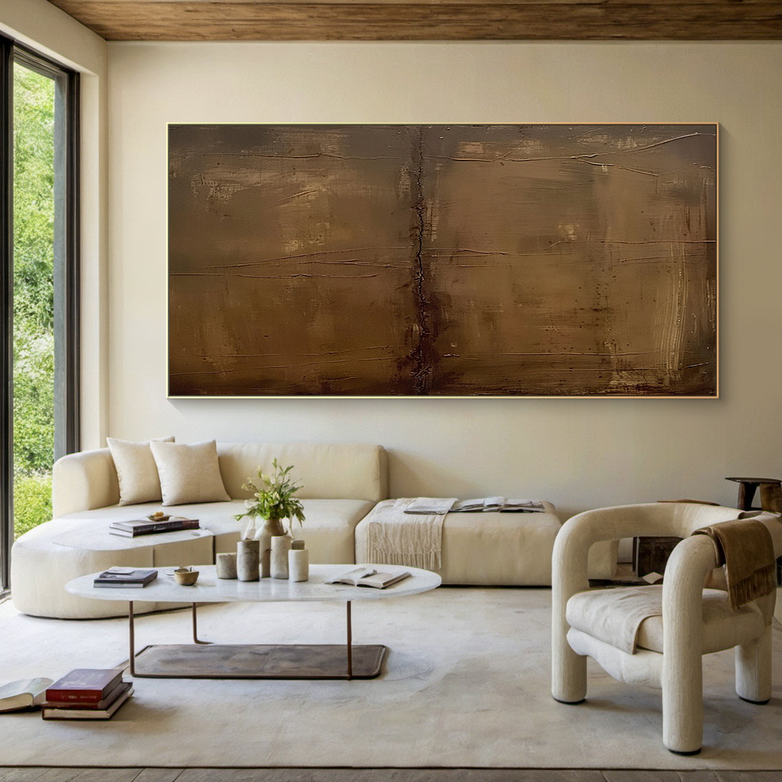Earthline Depth Canvas a Bronze Umber Textured Wall Art-AURA070