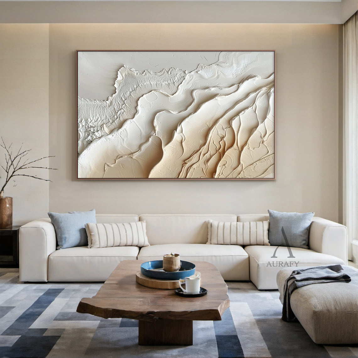 3D Textured Beige Brown Painting Modern Living Room Wall Decor AURA292