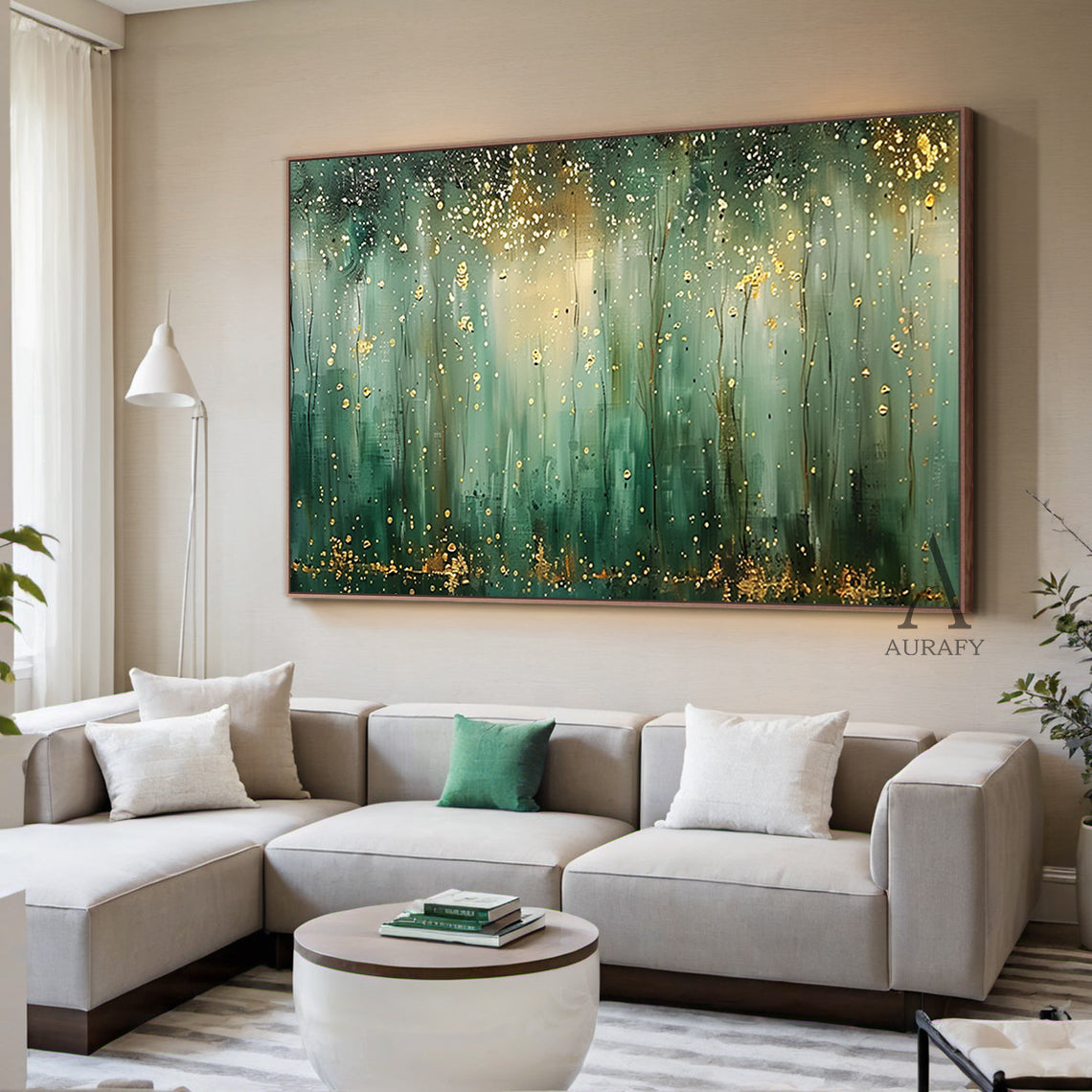 Stylish Green Landscape Home Decor Wall Art for Living Rooms AURA320