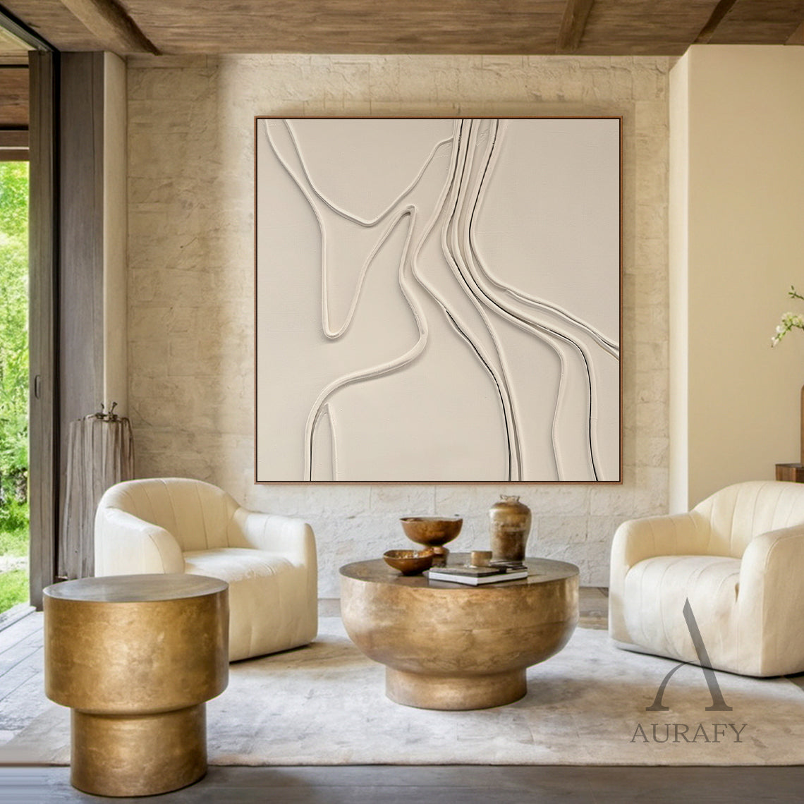 Minimalist Beige Wall Art for Living Room Bedroom Home Decor AURA284