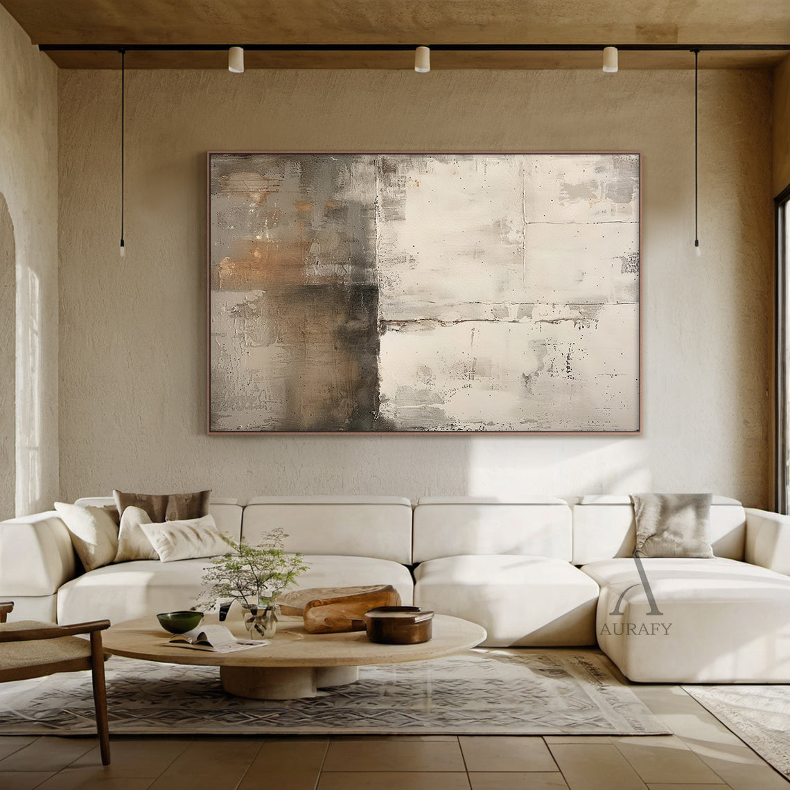 Beige General Abstract Wall Art for Modern Living Room Decor AURA287