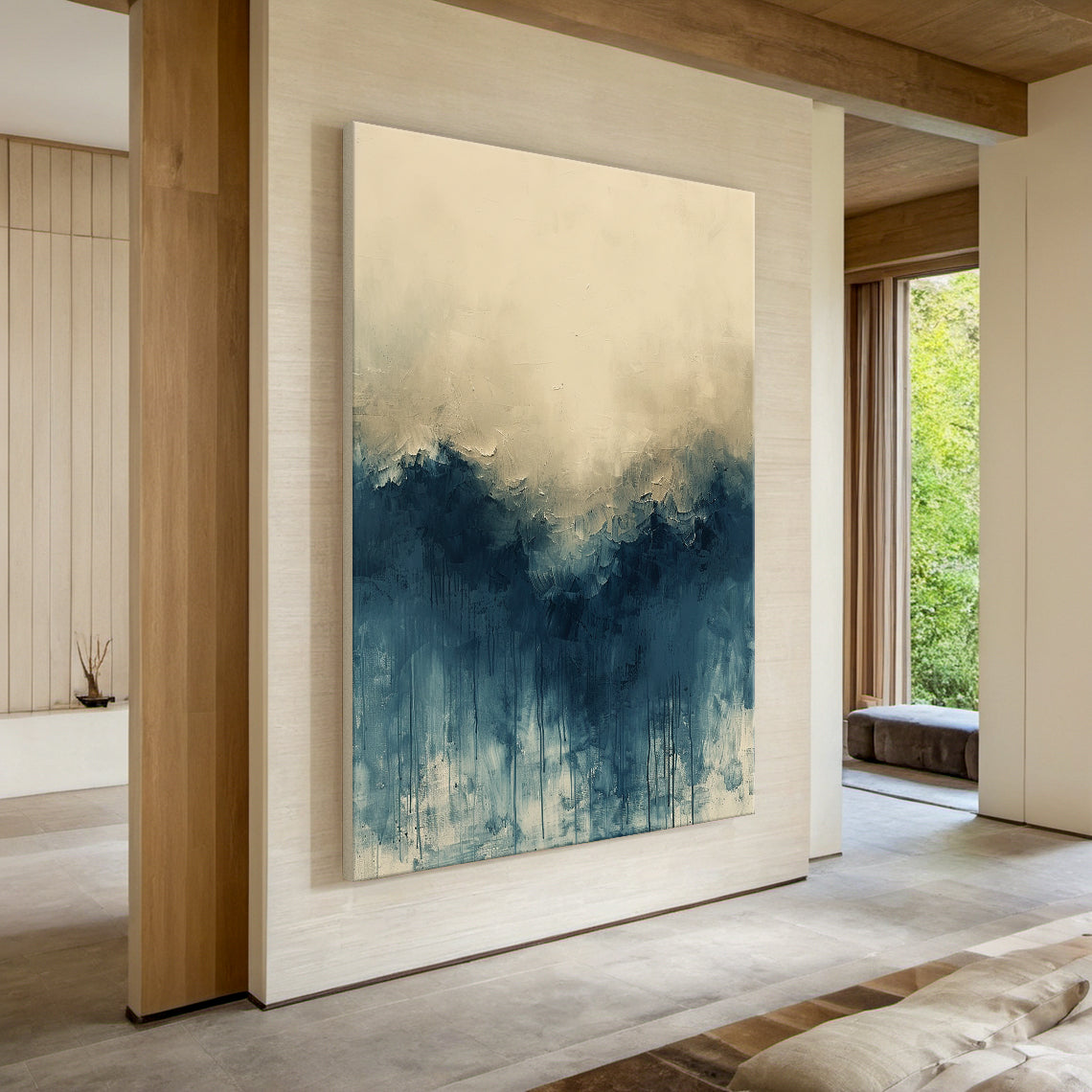 Soft Horizon-Blue & Beige Minimalist Abstract Field-AURA138