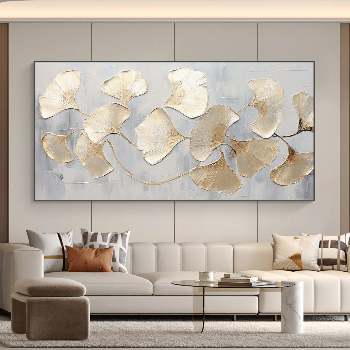 Golden Ginkgo-Yellow & Grey Spatial Field-AURA093