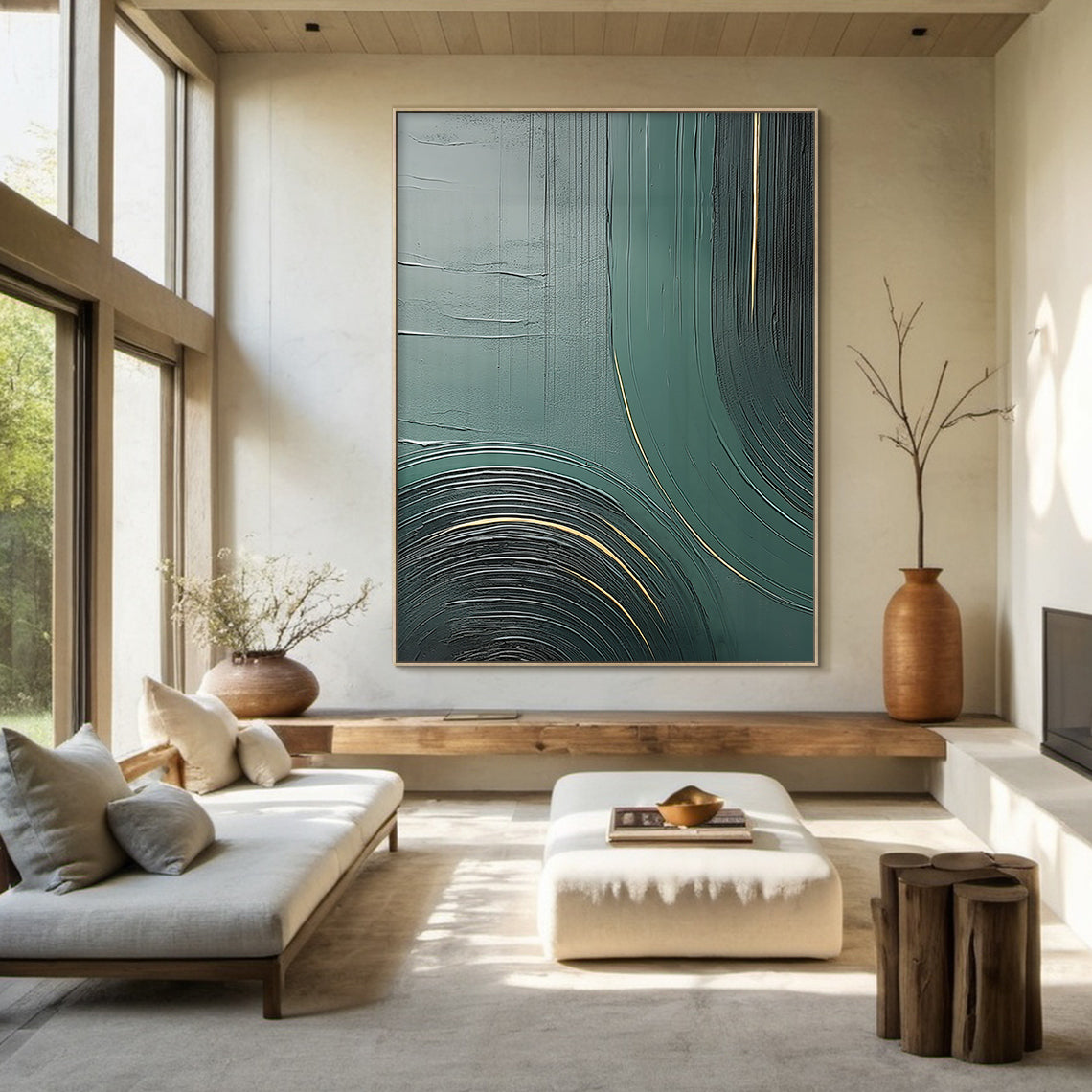 Quiet Current-Green Abstract Spatial Field-AURA101
