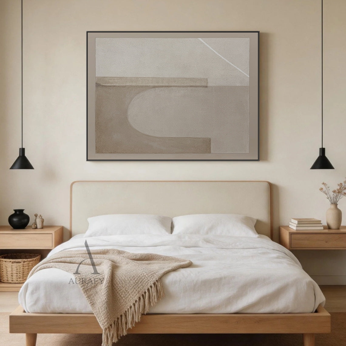 Beige Abstract Wabi-Sabi Plaster Textured Japandi Minimalist Luxe Tactile Canvas Modern Organic Wall Artwork AURA731