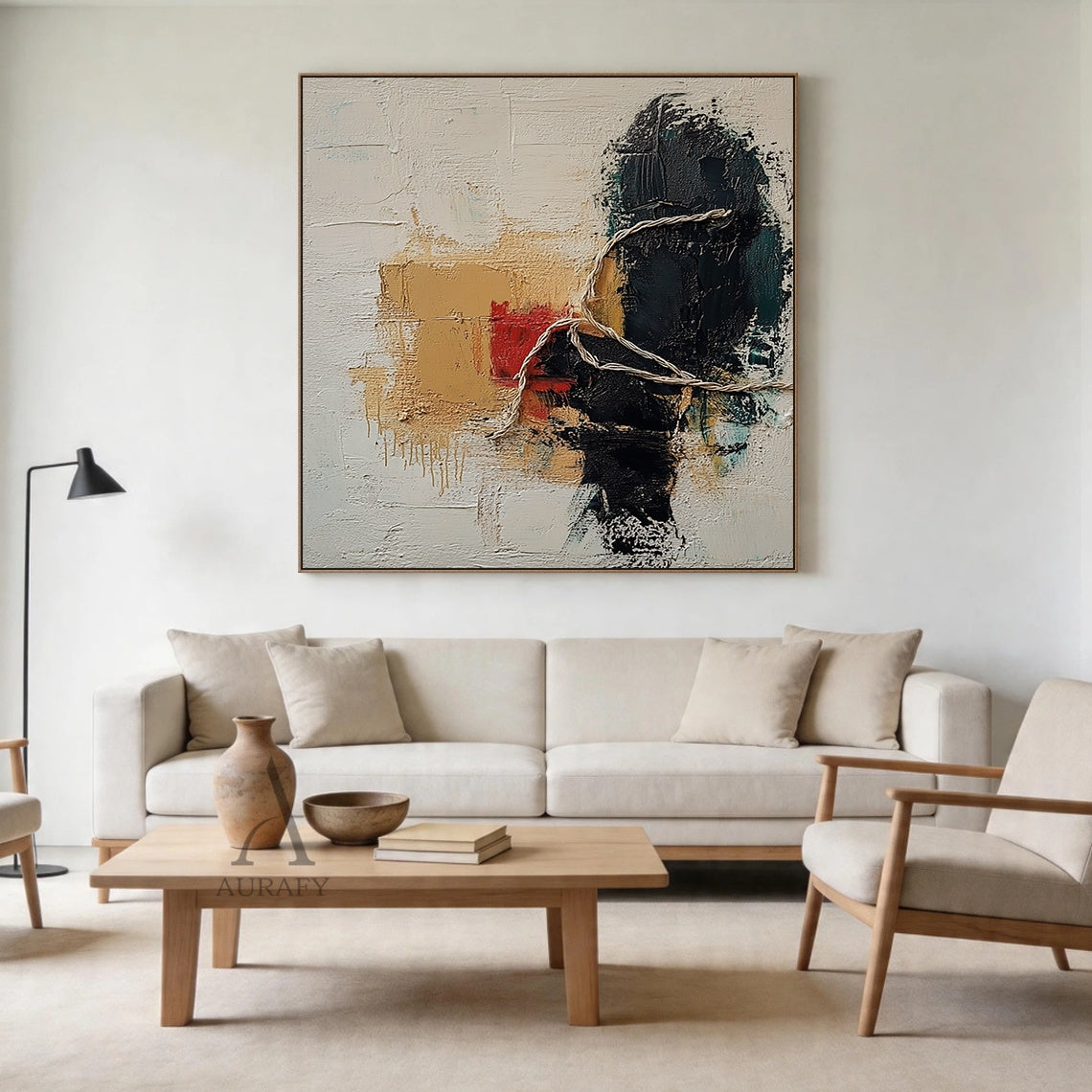 Minimalist Wall Art Brown High-Relief Plaster Tactile Surface Sculpted Geometric Lines Minimalist Luxe Decor AURA432