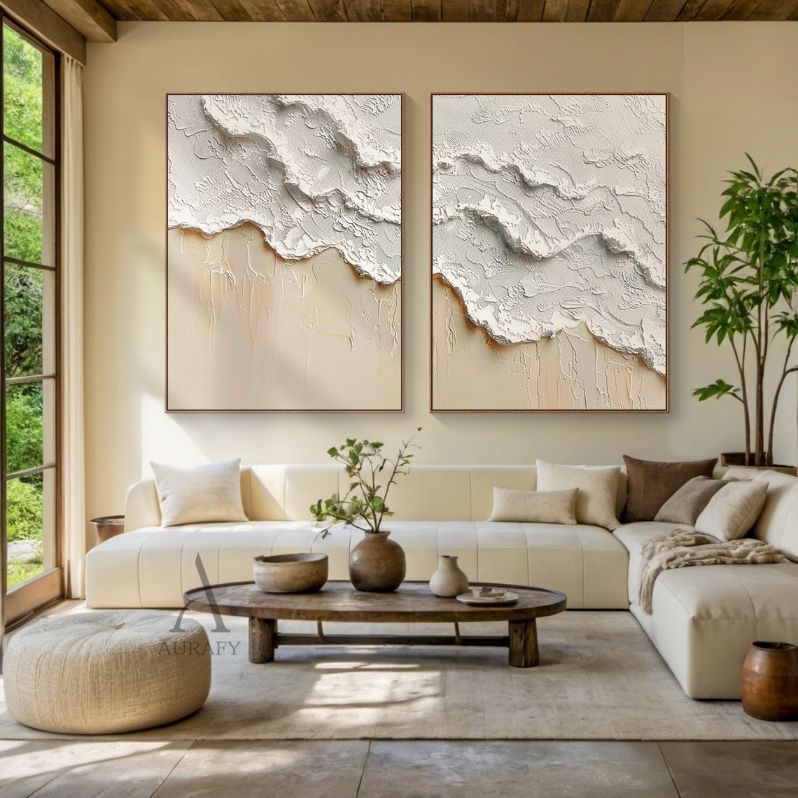 Beige Coastal Texture Wall Art Set of 2 - AURA673