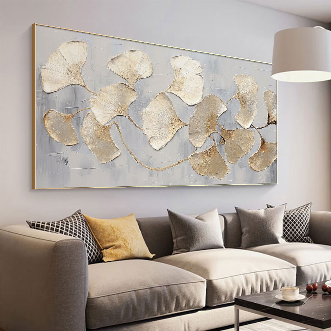 Golden Ginkgo-Yellow & Grey Spatial Field-AURA093