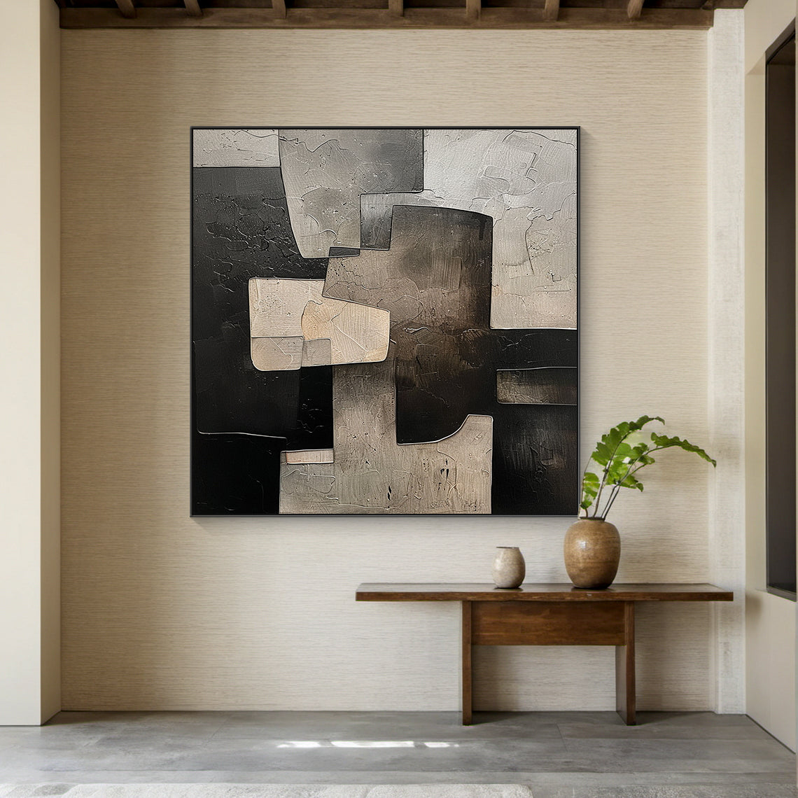 Silent Geometry-Black & Beige Spatial Field-AURA106