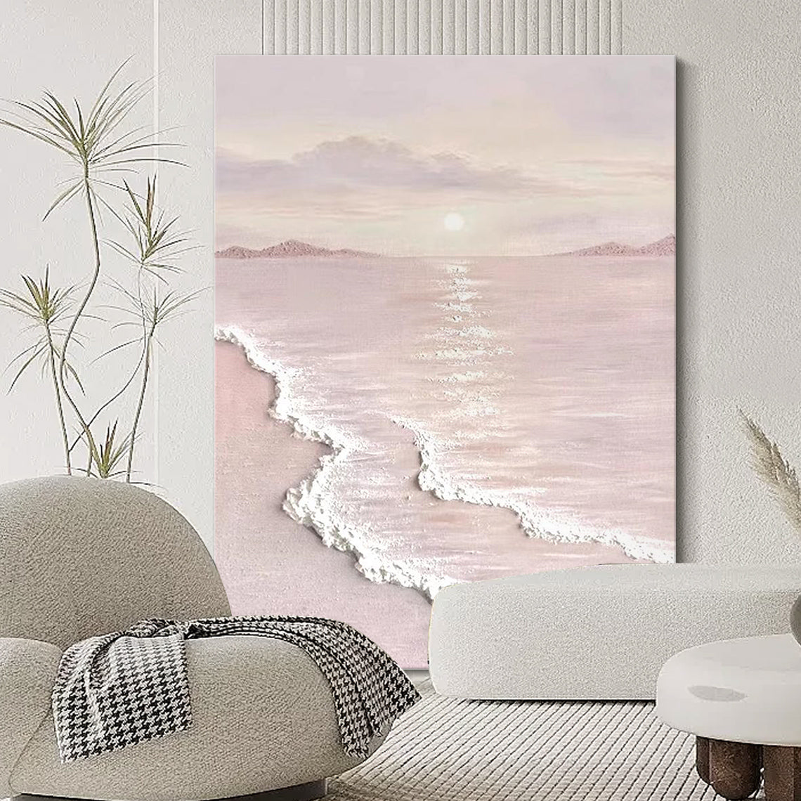 Blush Shore-Beige & Pink 3D Textured-AURA065