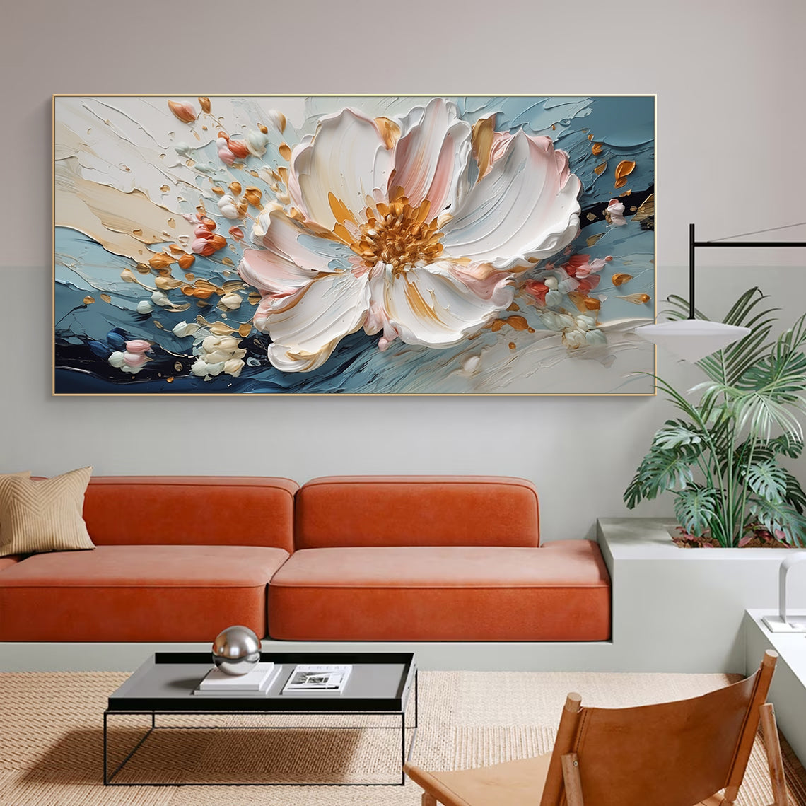 Blooming Calm-Blue & White 3D Textured-AURA062