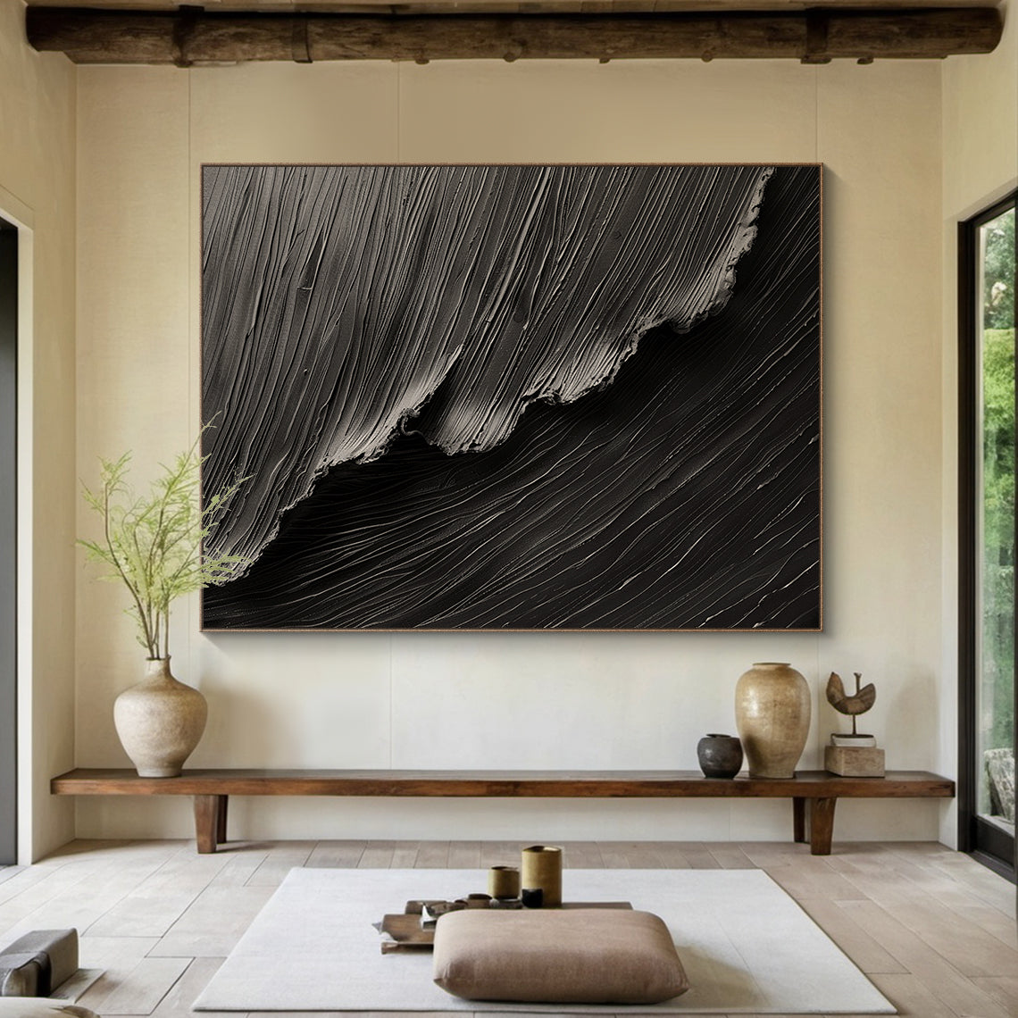 Midnight Tides-Black 3D Textured-AURA057