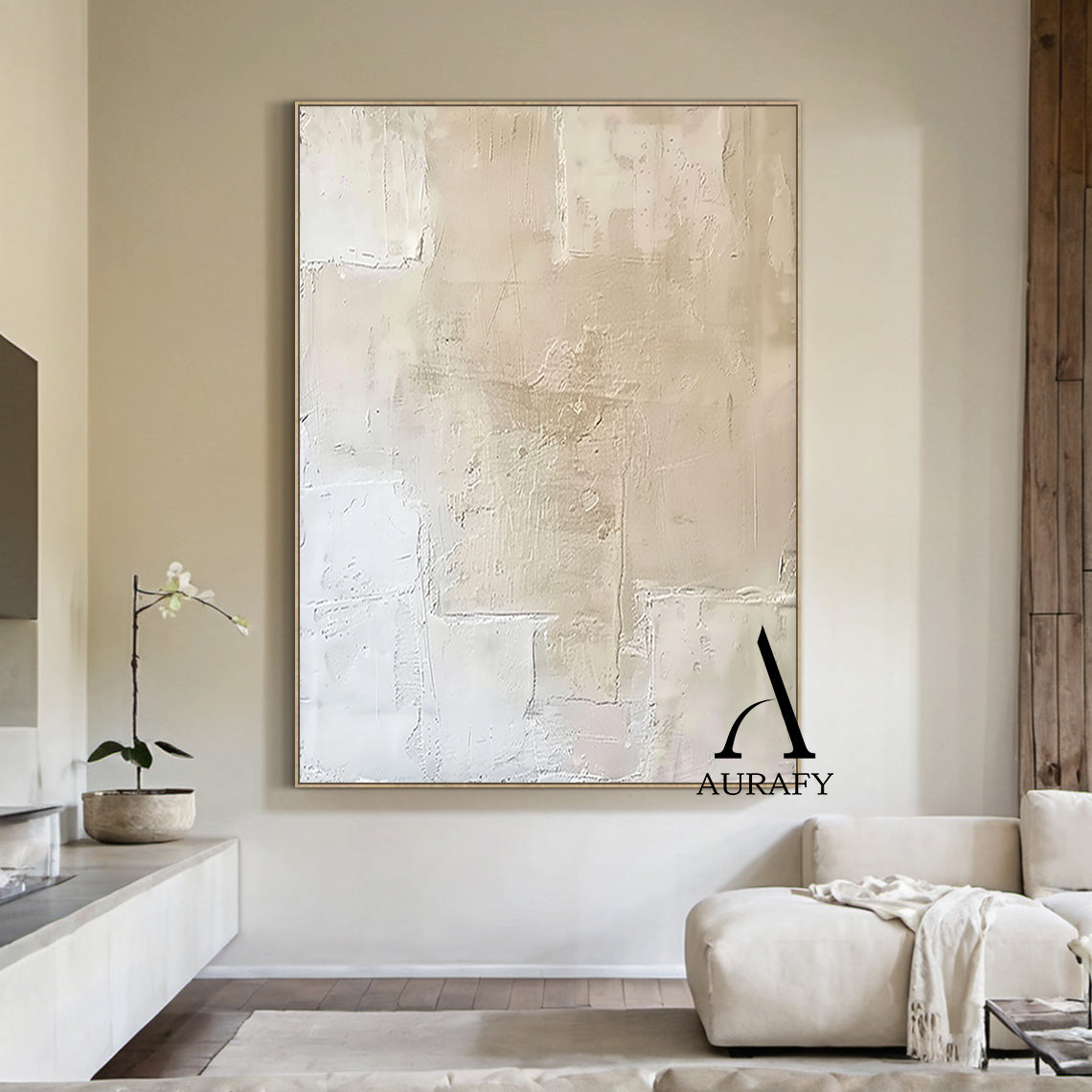 Wabi Sabi Beige Abstract Handcrafted High-Relief Plaster Tactile Wall Art Modern Organic AURA559